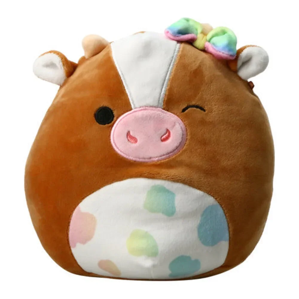 Squishmallows Griella Cow Winking Pastel Spotted Belly & Bow 7.5